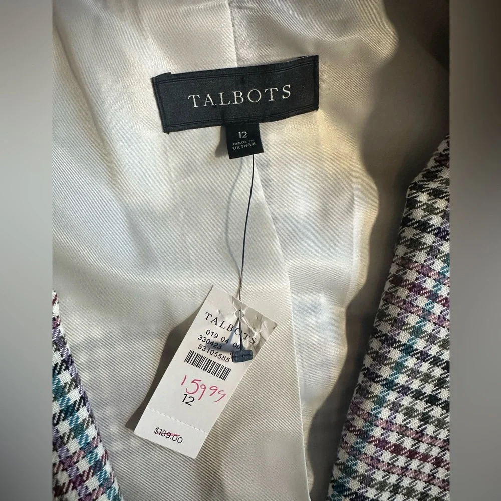 Talbots Houndstooth Blazer Size 12 NWT Western Preppy Plaid Jacket Classic - Picture 7 of 9